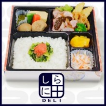 【しらに田デリ】焼き豚と明太高菜弁当  [幅19.5/奥19.5/高4.0]