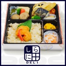 【しらに田デリ】塩サバと海老天弁当 [幅19.5/奥19.5/高4.0]